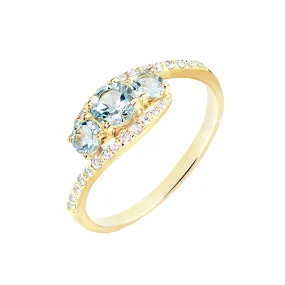 Anello Trilogy Amélie Oro Giallo 375/1000 Topazio Blu Cubic Zirconia Bianco 1429807