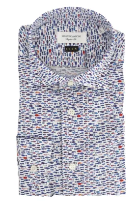 Cotton Shirt with Pattern / Light Blue