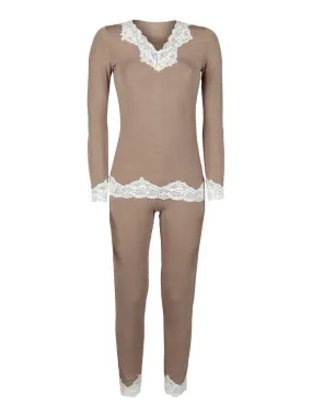 Pura Pyjama femme chasmere mélangé avec dentelle